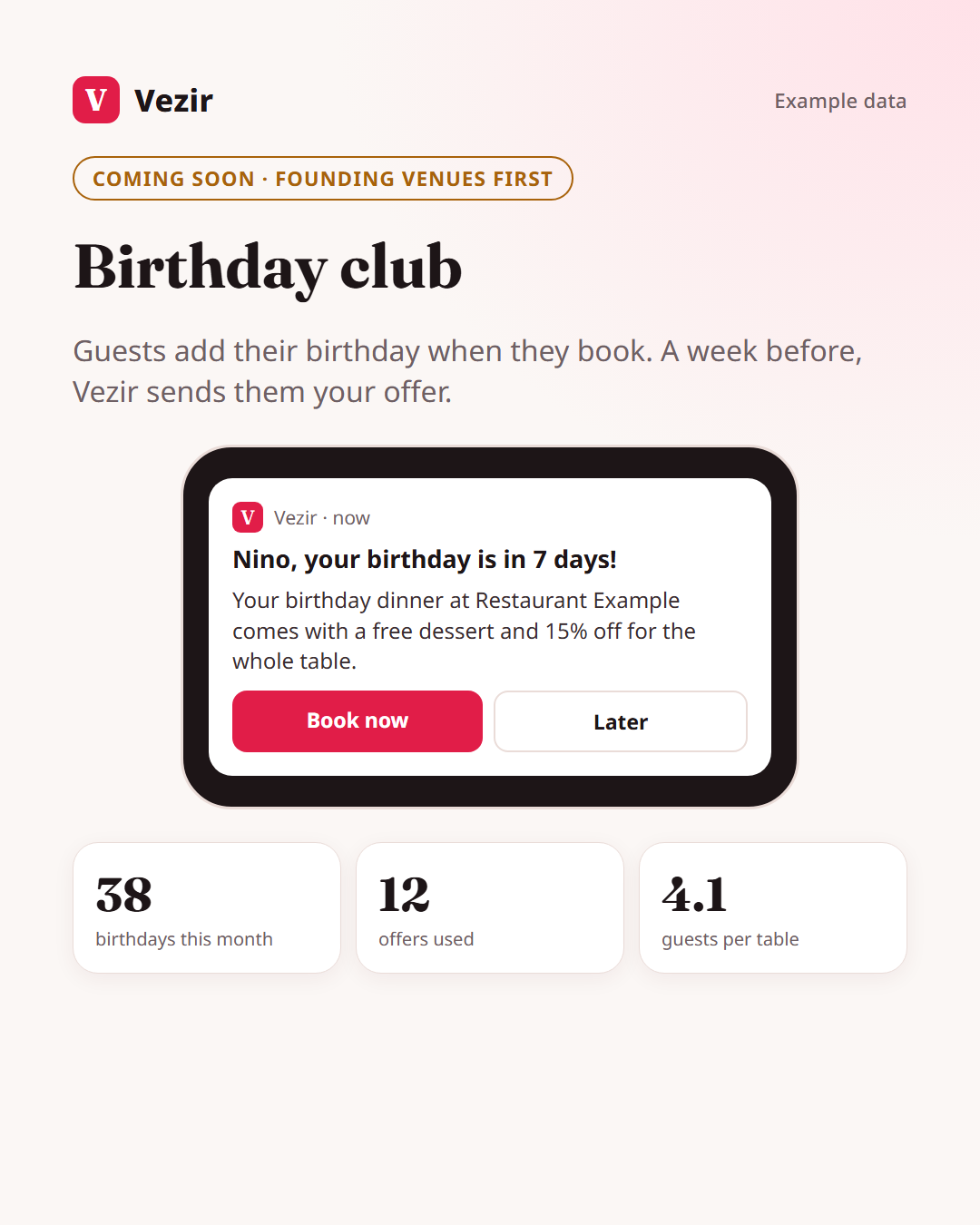 Birthday club: offers before a guest’s birthday
